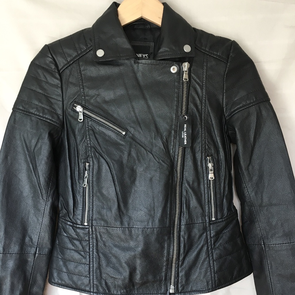 Barney's Originals Real Leather Biker Jacket